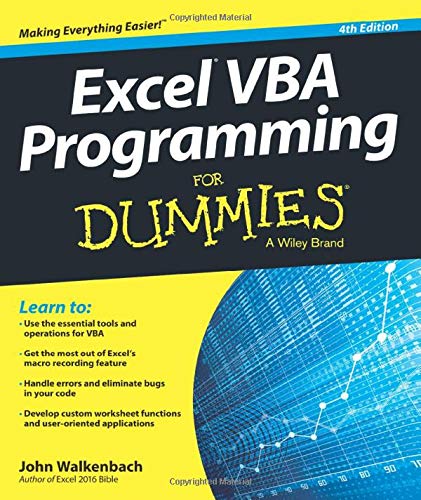 Excel Vba Programming For Dummies 4e 4th Edition Walkenbach