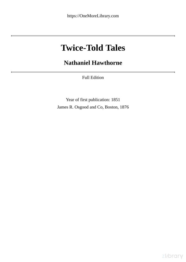 Twice Told Tales Nathaniel Hawthorne