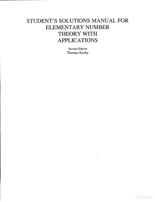 Students Solutions Manual For Elementary Number Theory With Applications 2nd Thomas Koshy