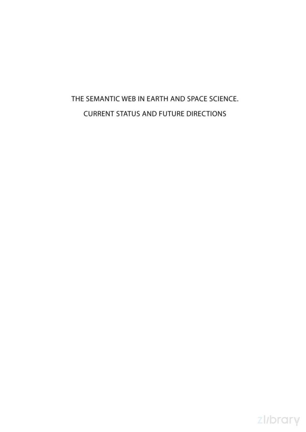 Semantic Web In Earth And Space Science Narock Tom Ios Press