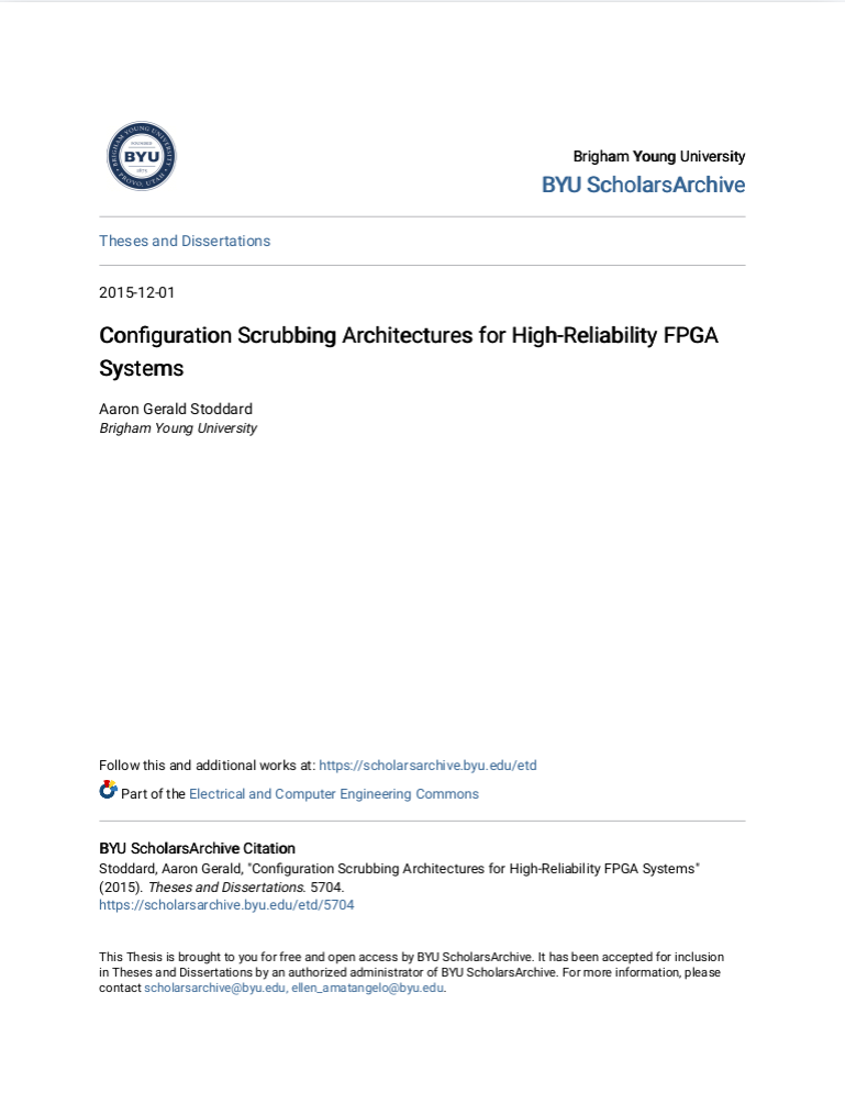 Configuration Scrubbing Architectures For Highreliability Fpga Systems Aaron Gerald Stoddard
