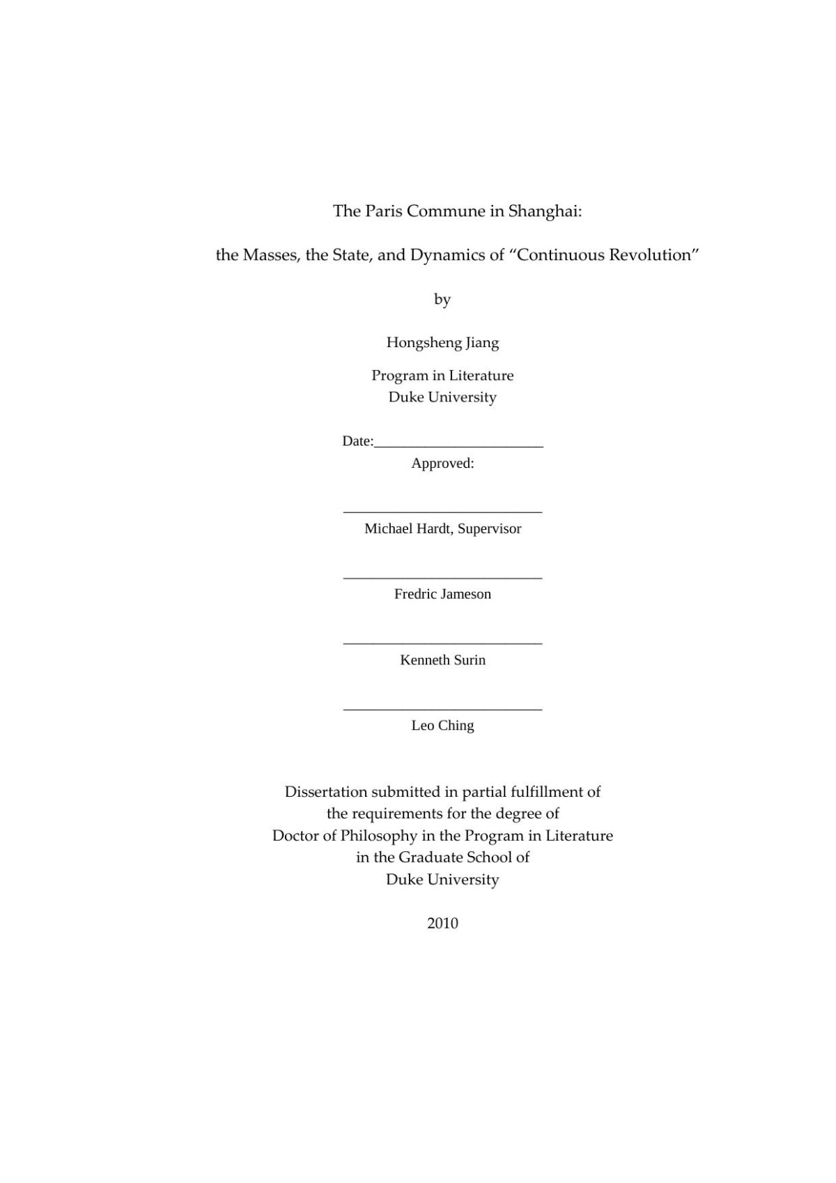 The Paris Commune In Shanghai The Masses The State And Dynamics Of Continuous Revolution Hongsheng Jiang