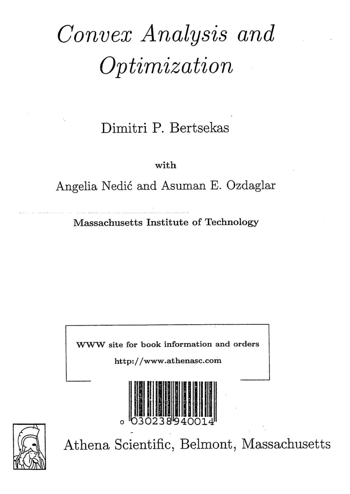 Convex Analysis And Optimization Dimitri P Bertsekas Angelia Nedic