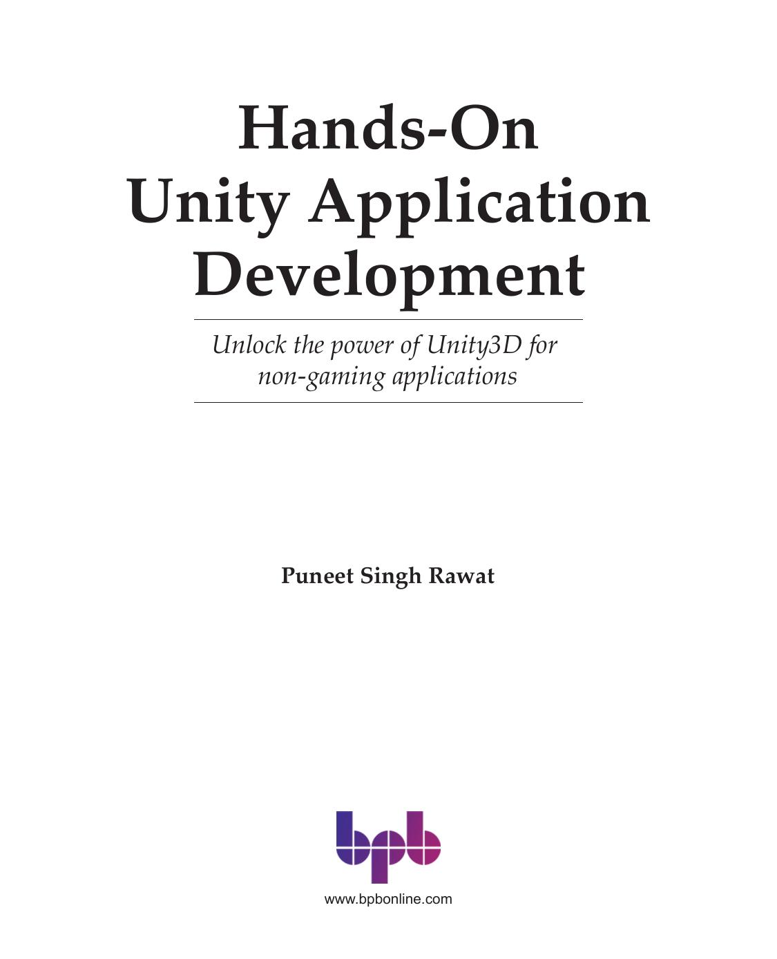 Handson Unity Application Development 1st Edition Rawat Puneet Singh