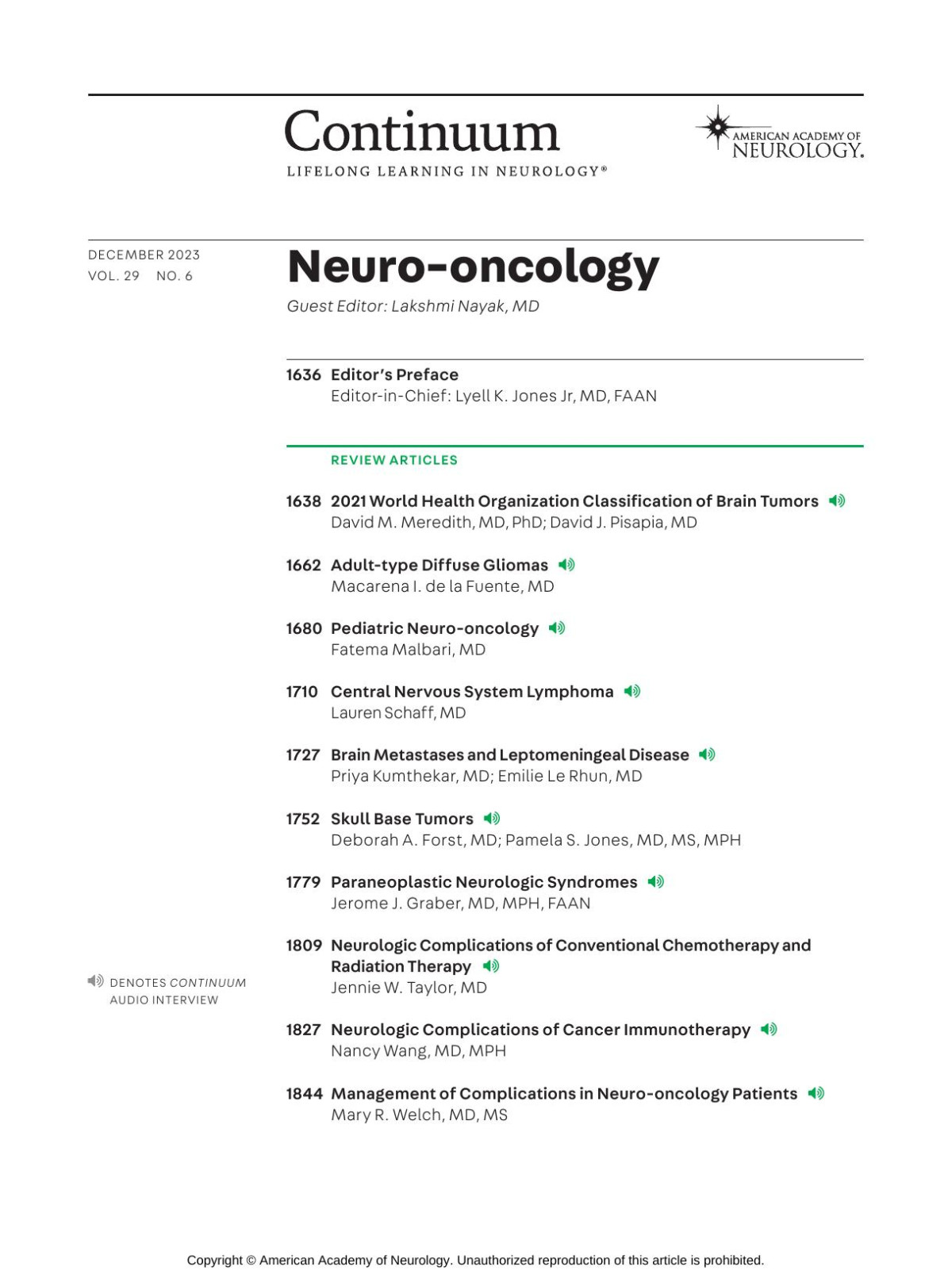 Neurooncology Vol 29 No 6 December 2023 American Academy Of Neurology American Academy Of Neurology