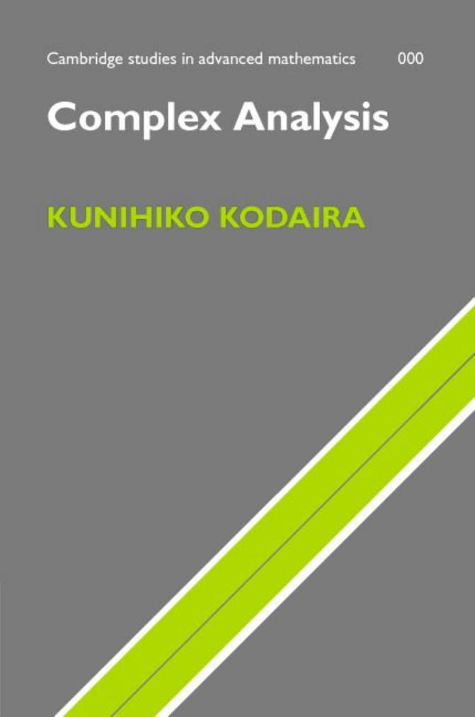 Complex Analysis 1 Fourth Printing 2008 Kunihiko Kodaira A Sevenster Translator Af Beardon