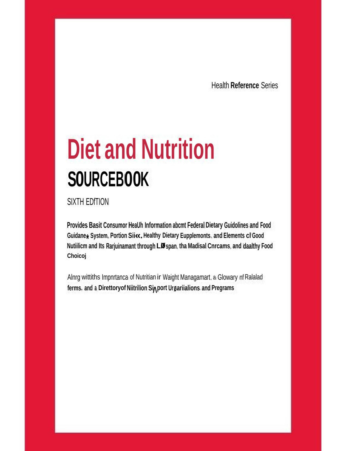 Diet And Nutrition Sourcebook 1st Edition Kevin Hayes