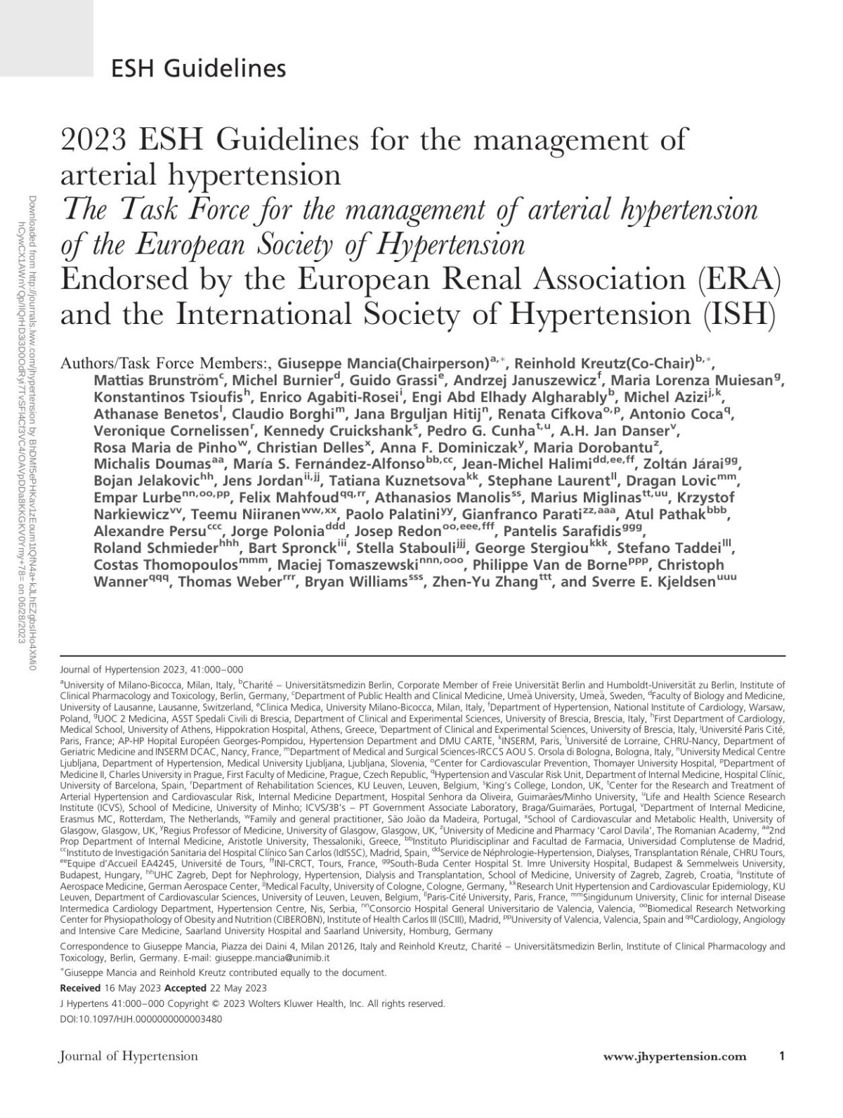 2023 Esh Guidelines For The Management Of Arterial Hypertension Esh