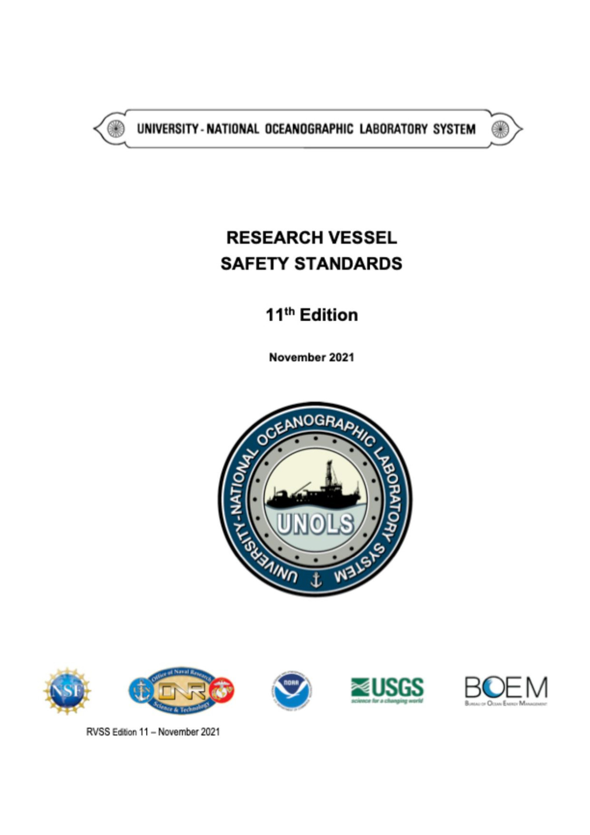 Research Vessel Safety Standards 11th Edition University National Oceanographic Laboratory System