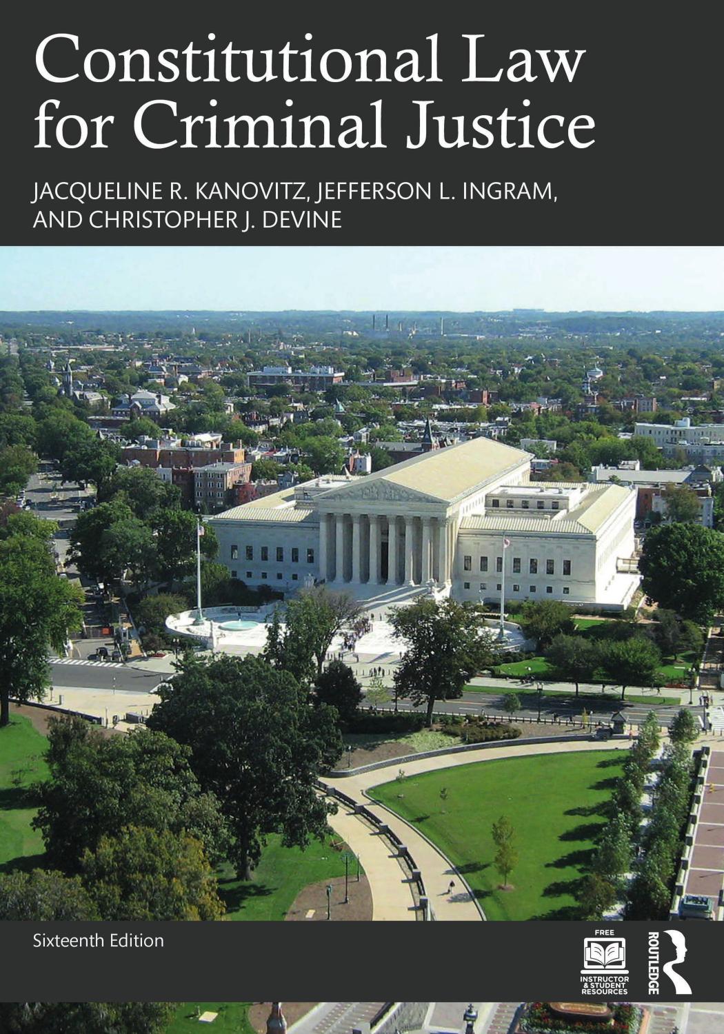 Constitutional Law For Criminal Justice 16th Edition Jacqueline R Kanovitz