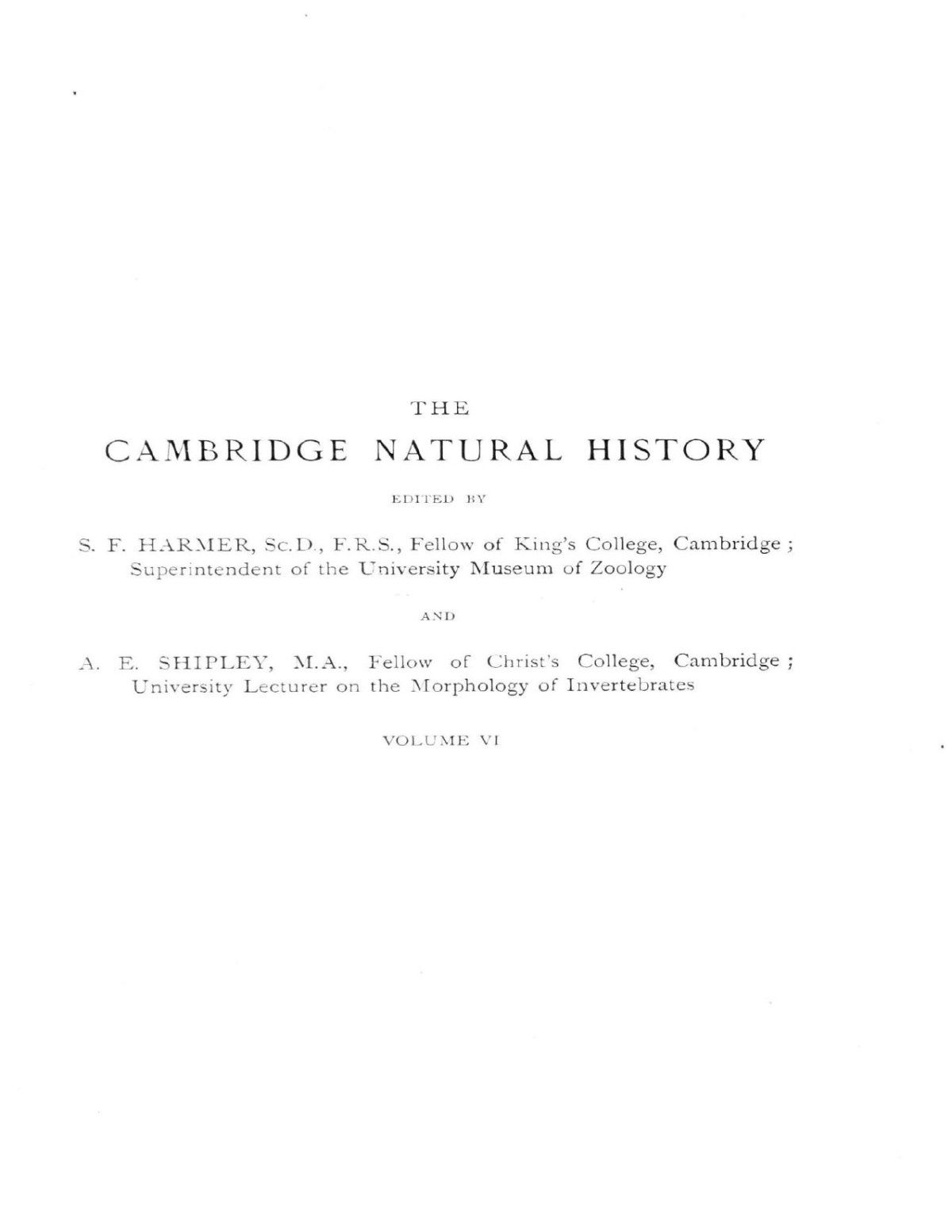 The Cambridge Natural History Vol 06 Of 10 David Sharp