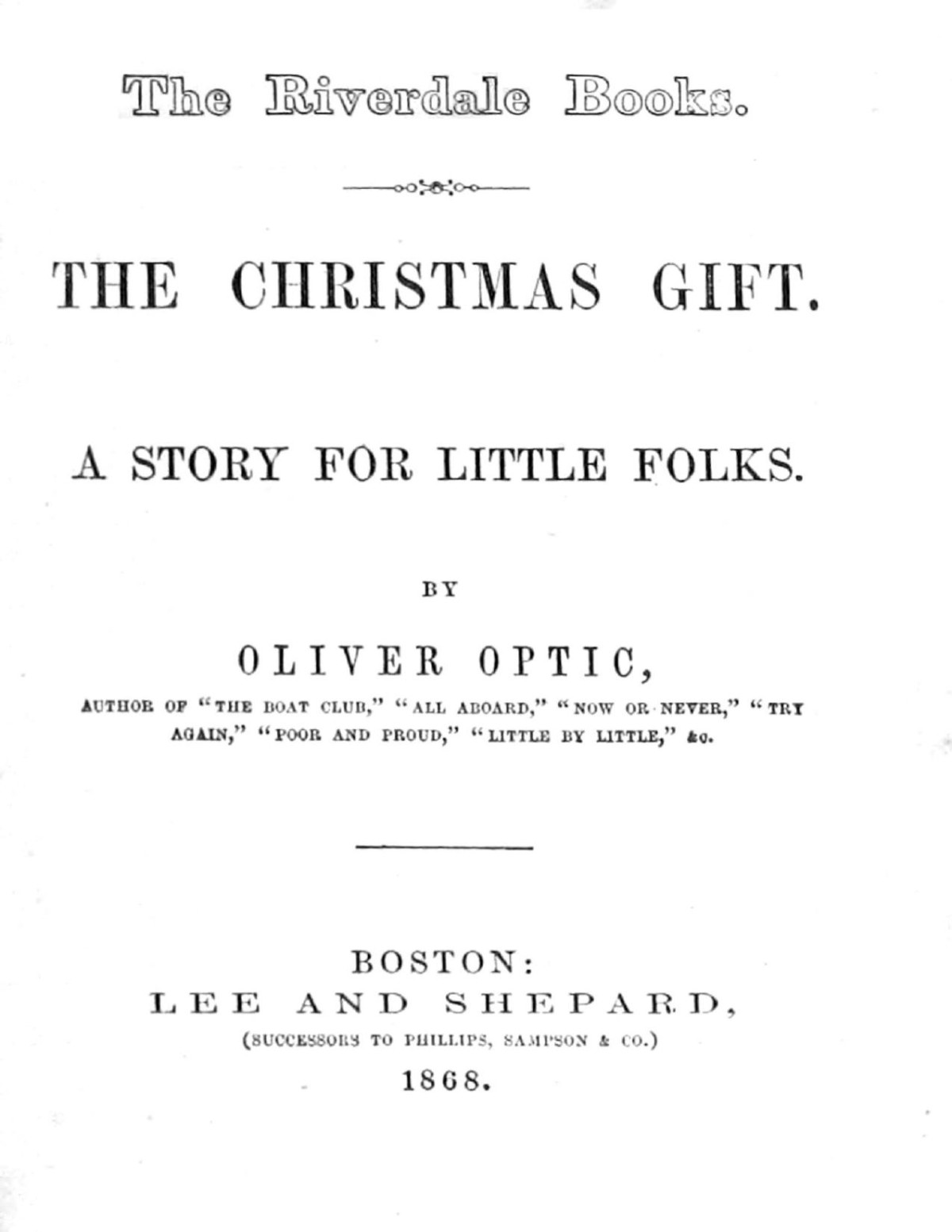 The Christmas Gift Oliver Optic