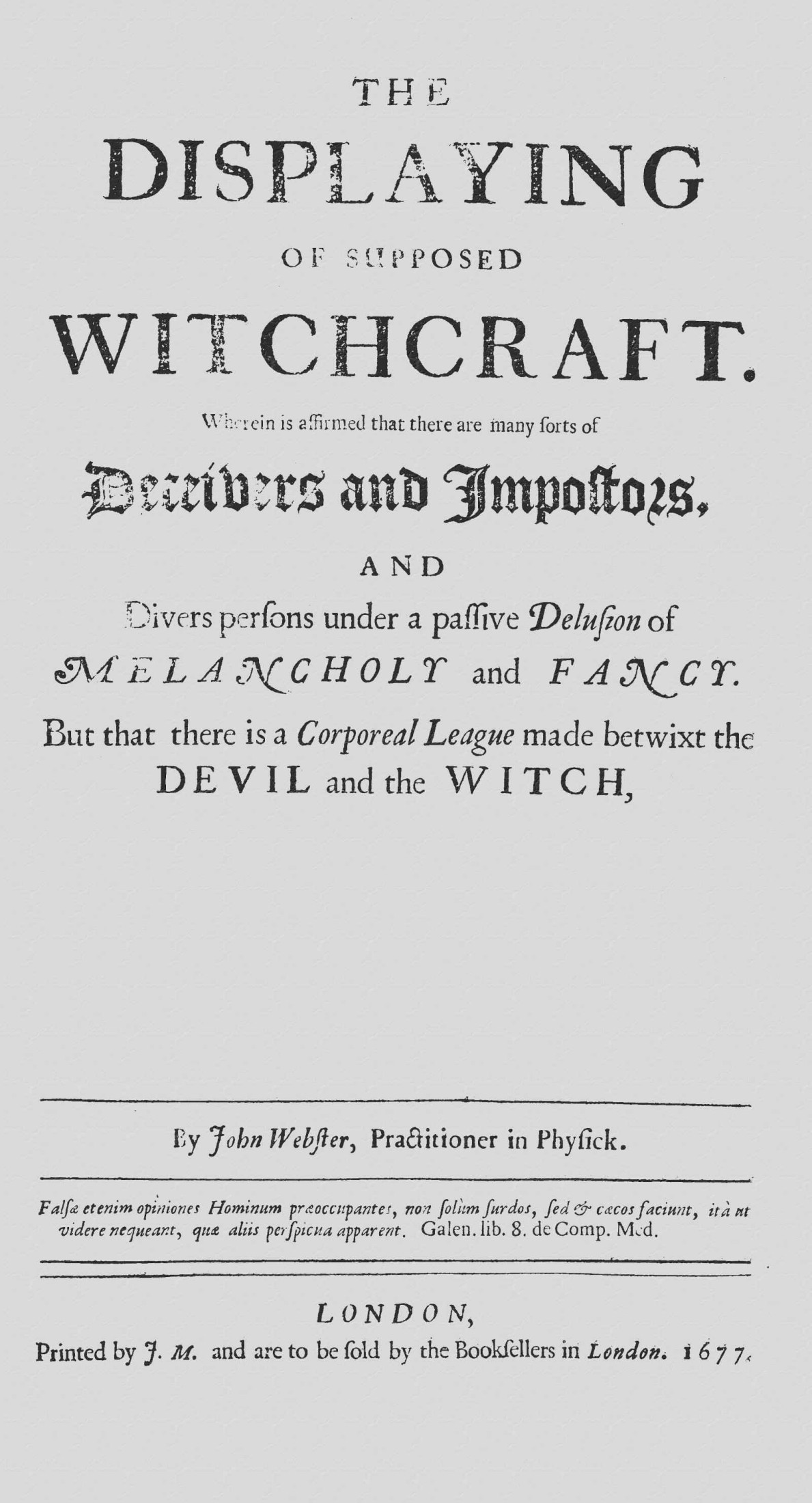 The Displaying Of Supposed Witchcraft John Webster