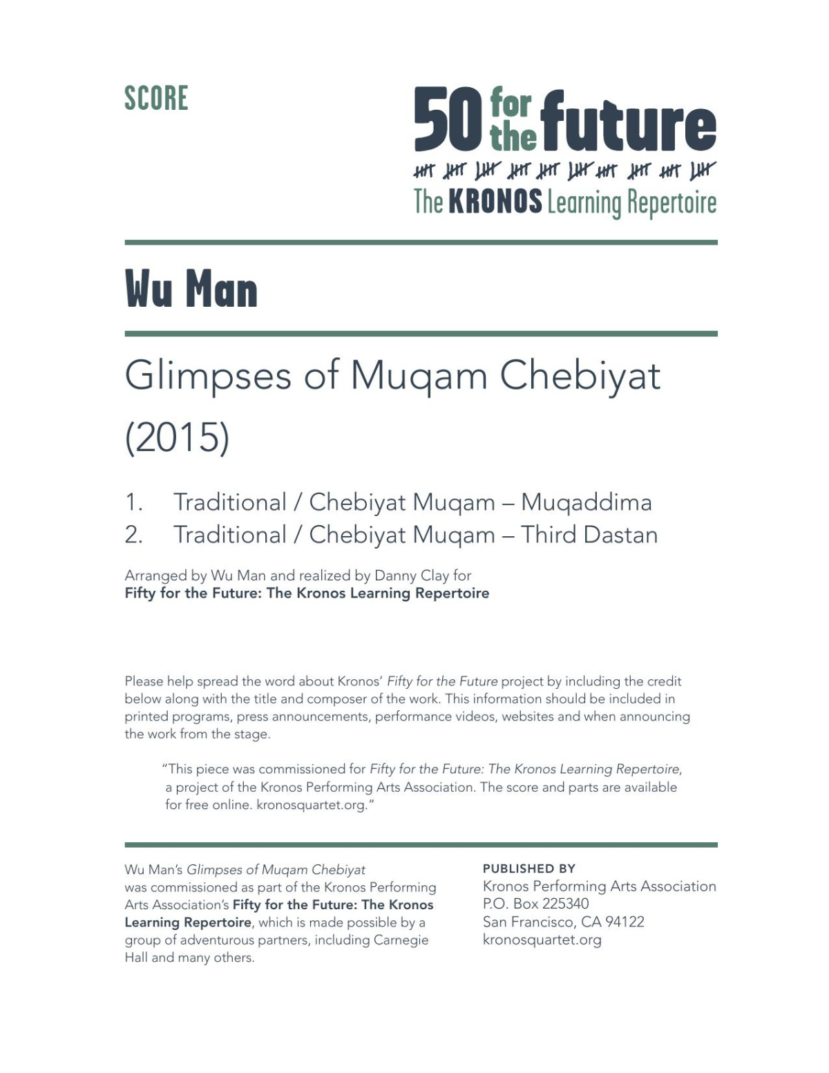 Glimpses Chebyat Muqammuqaddima Tuluq Notaskore 1480th Edition Arranged By Wu Man