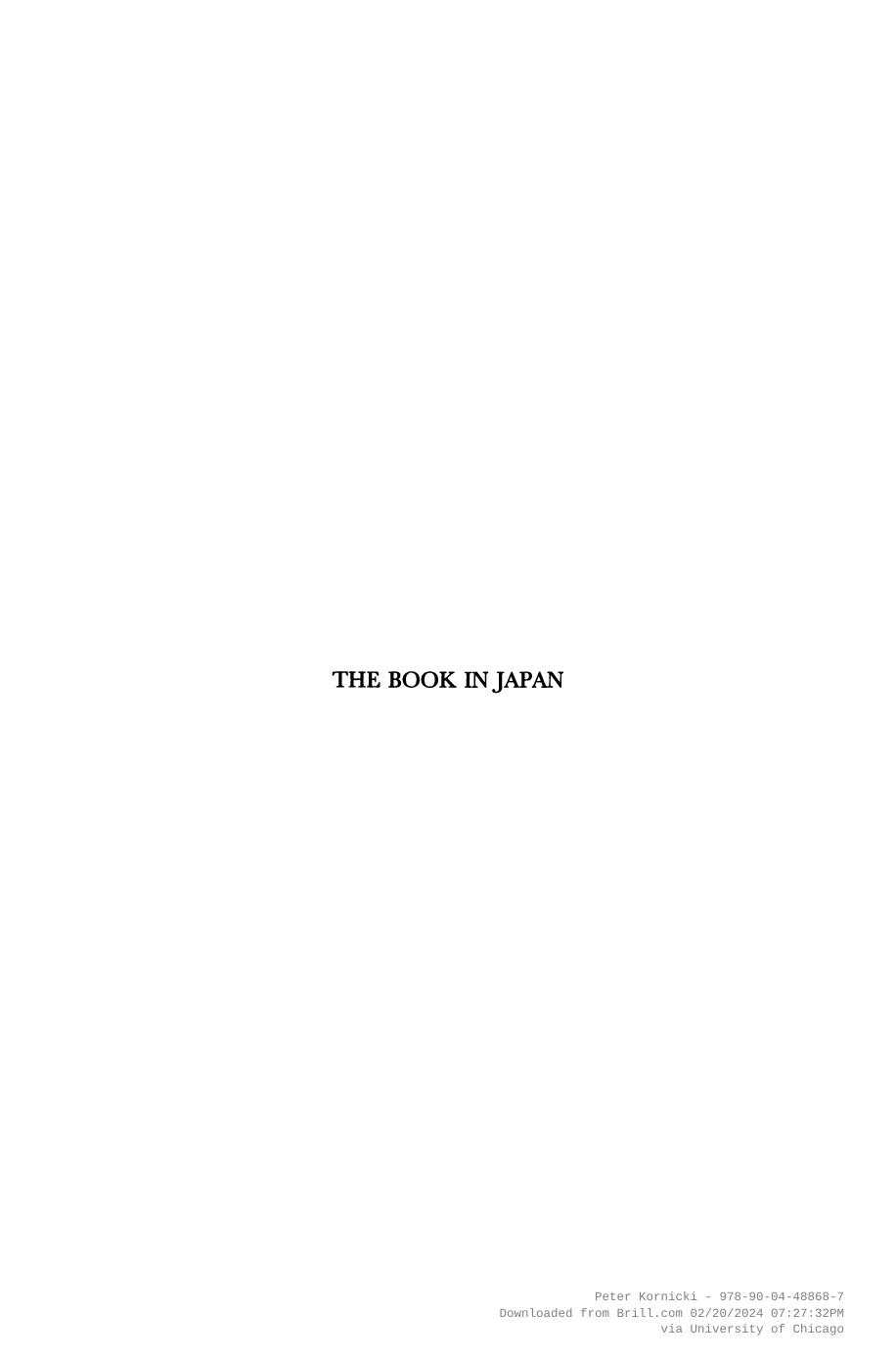 The Book In Japan 1st Edition Peter Kornicki