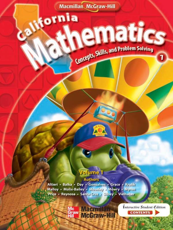 California Mathematics Grade 1 Volume 1 Altieri Balka Day Gonsalves
