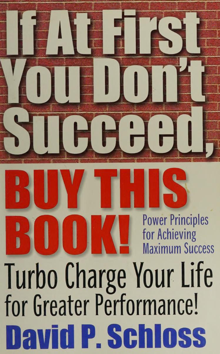 If At First You Dont Succeed Buy This Book Schloss David P
