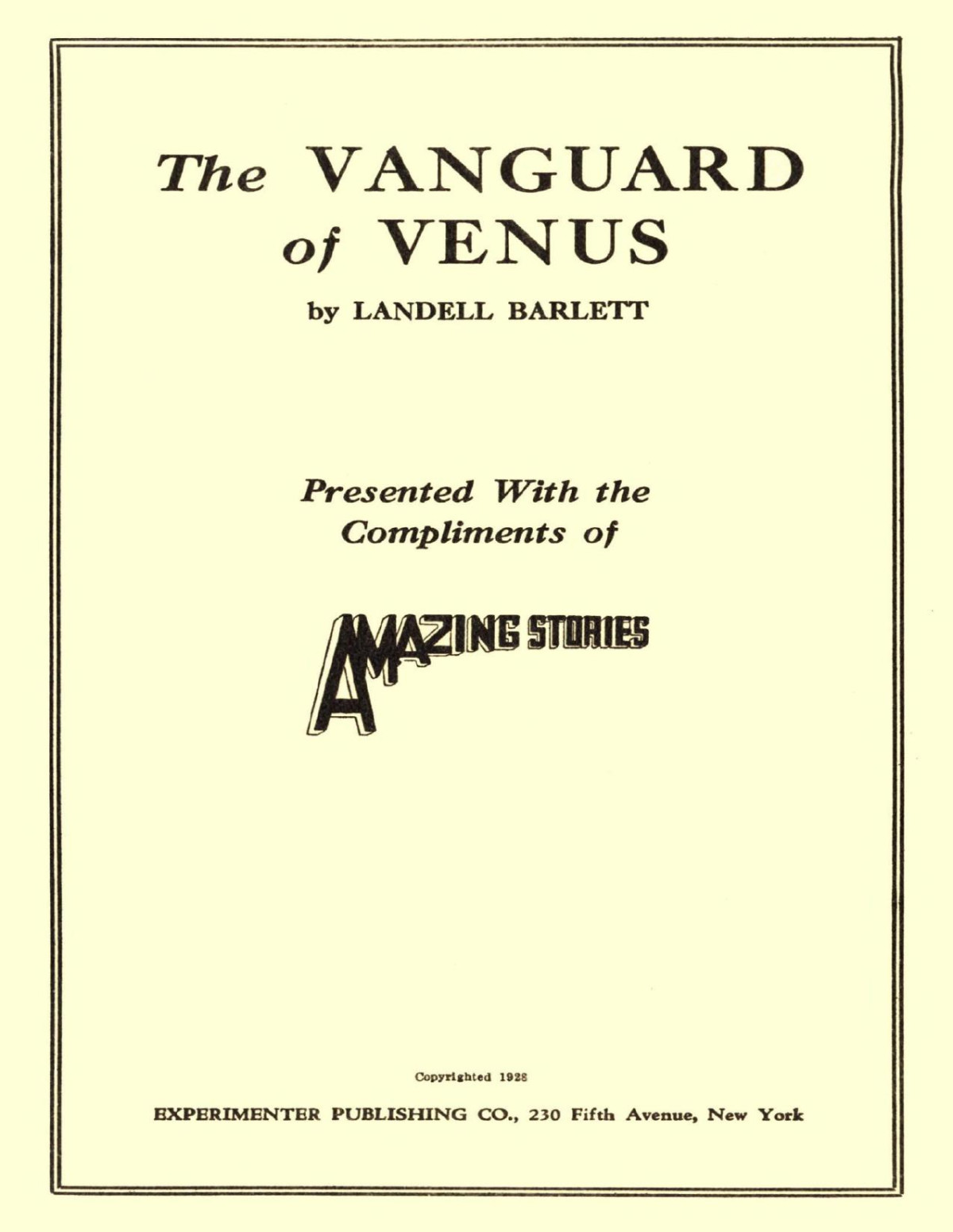 The Vanguard Of Venus Landell Bartlett