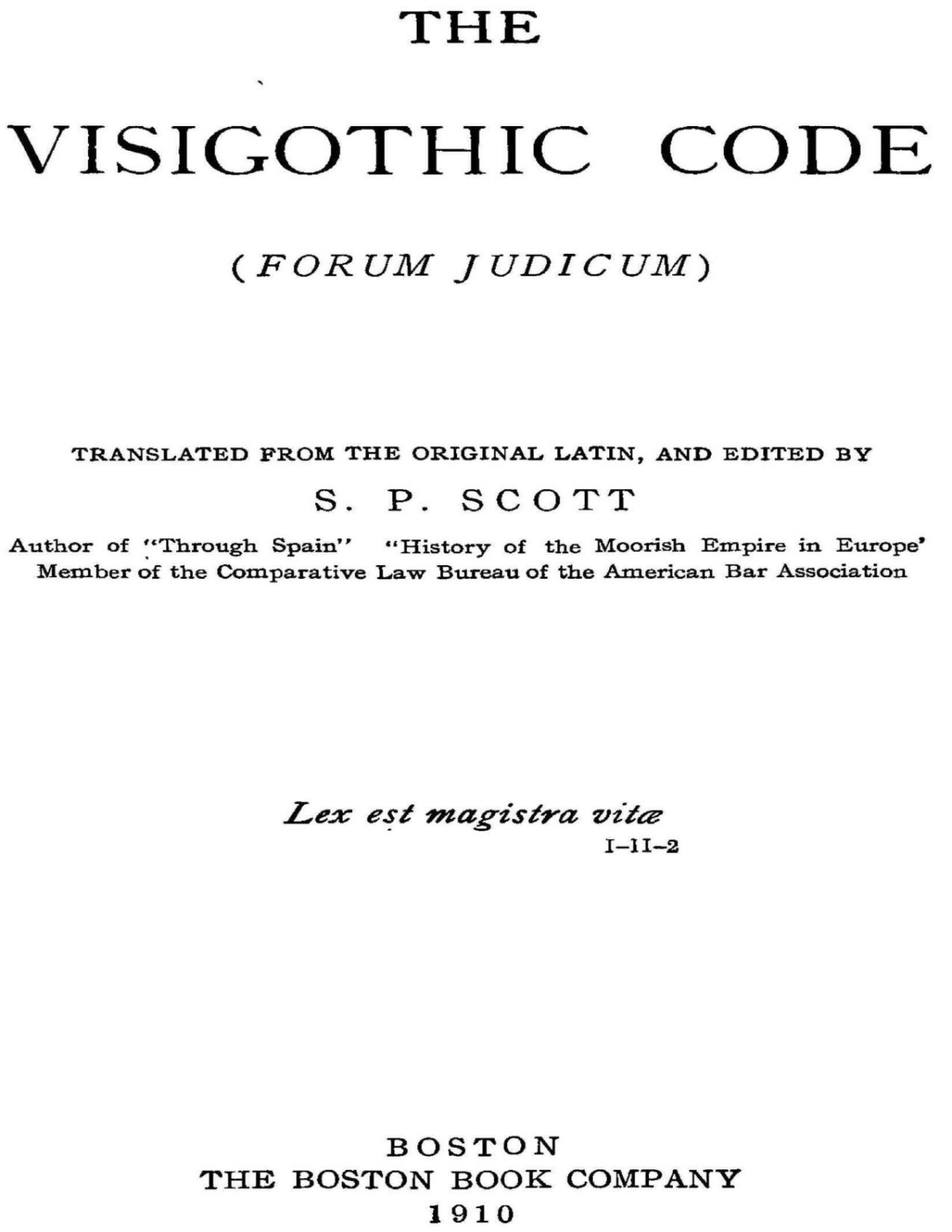 The Visigothic Code Samuel Parsons Scott