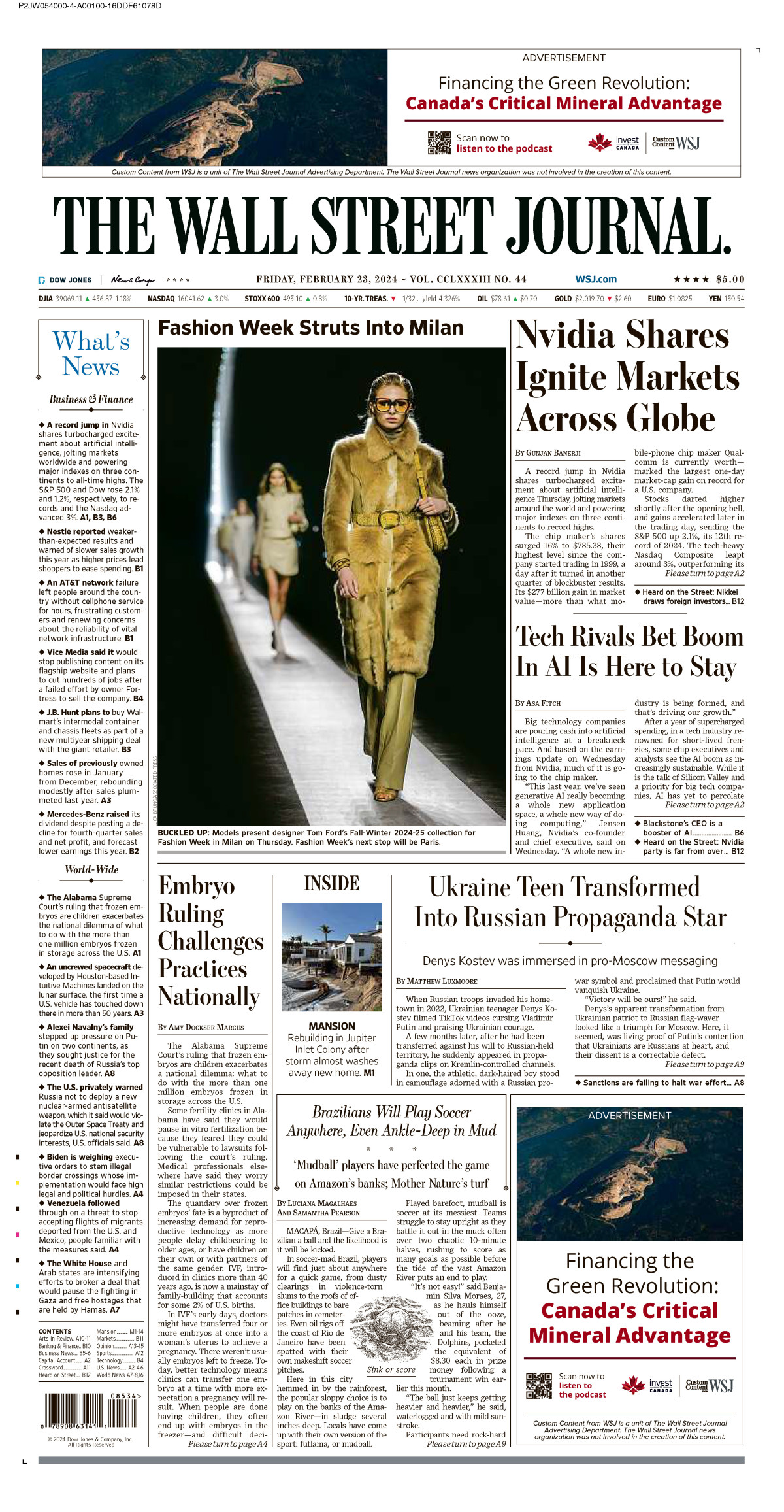 Wall Street Journal Wsj 20240223 Wall Street Journal