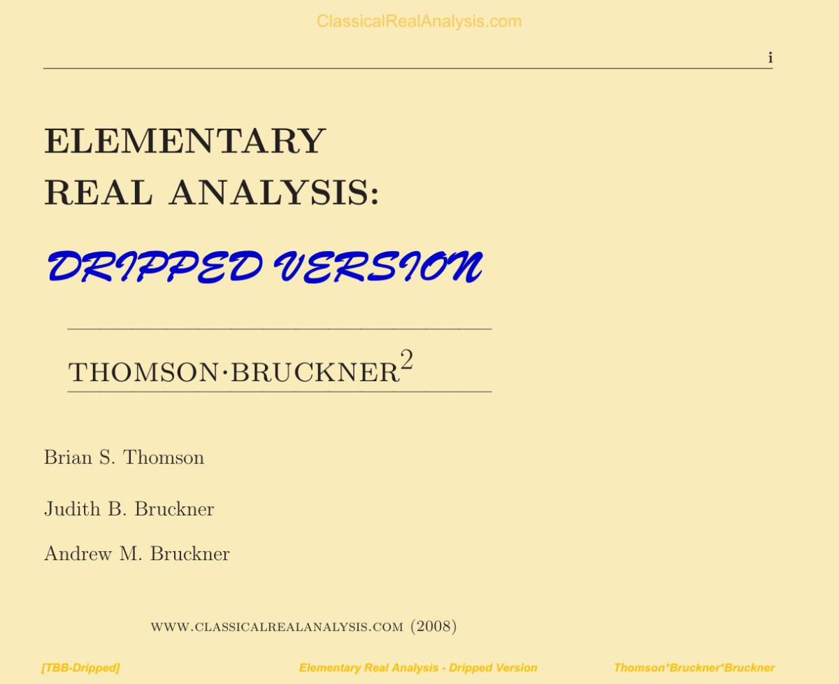Elementary Real Analysis Brian S Thomson Judith B Bruckner