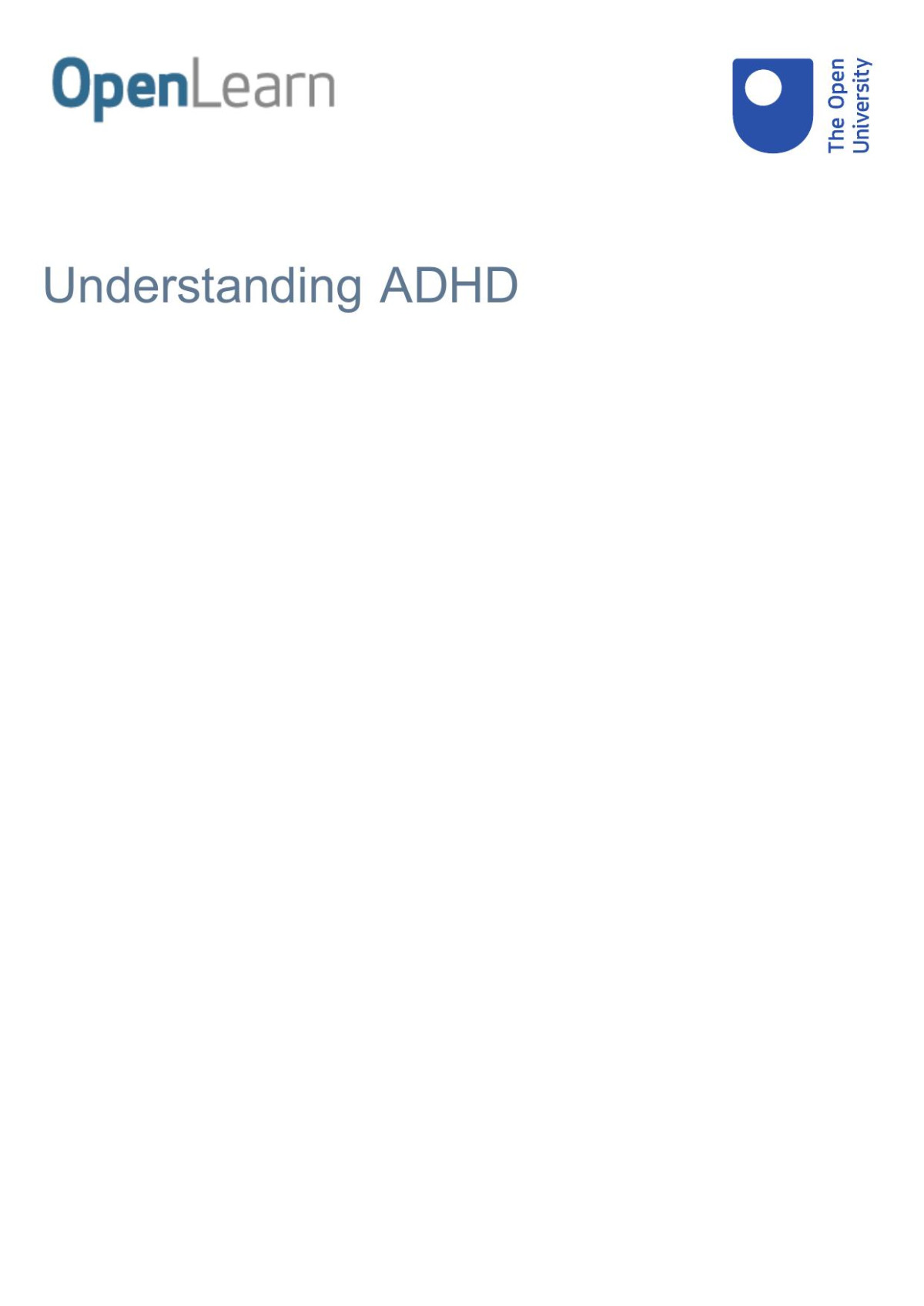 Understanding Adhd The Open University