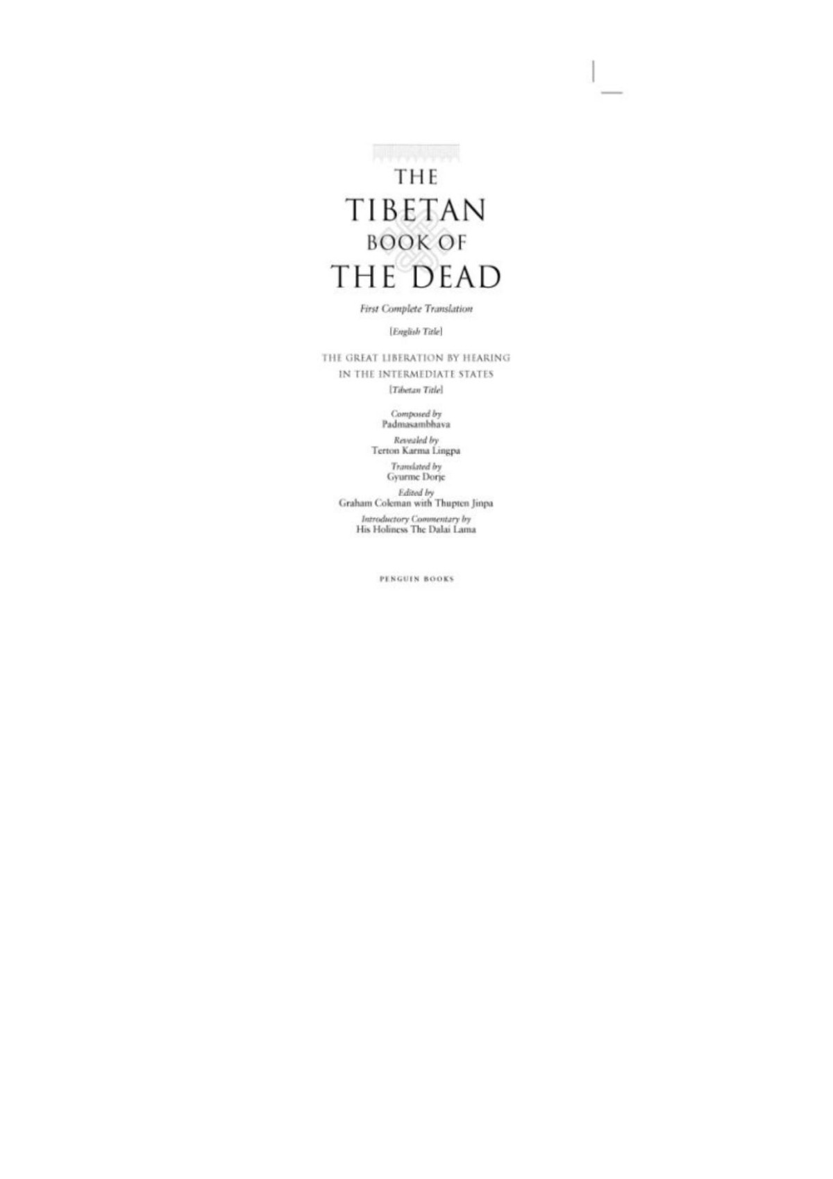 The Tibetan Book Of The Dead Dorje Gyurme Coleman Graham