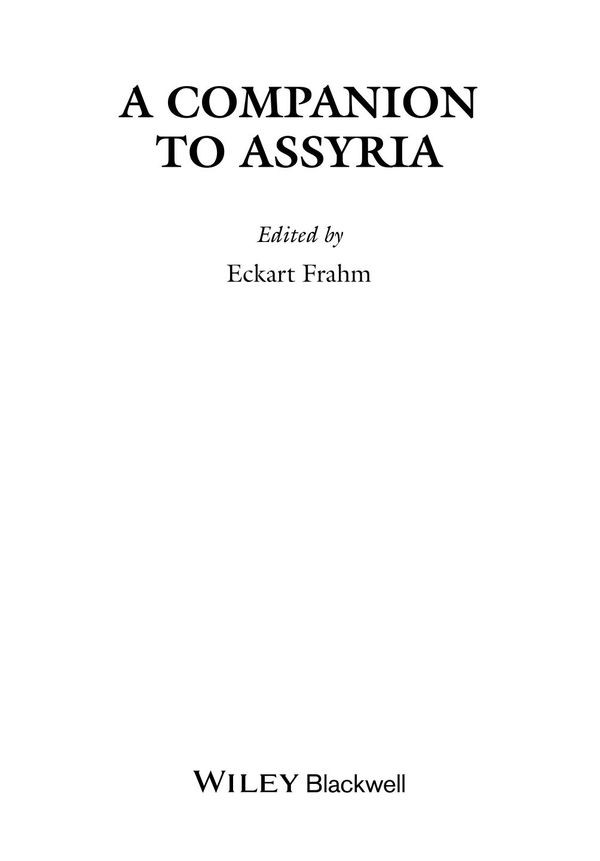 A Companion To Assyria Eckart Frahm