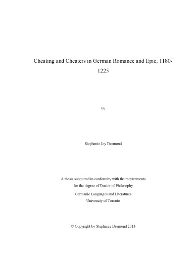 Cheating And Cheaters In German Romance And Epic 11801225 Desmond