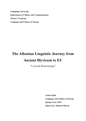 The Albanian Linguistic Journey From Ancient Illyricum To Eu Lexical Borrowings Ariola Kulla
