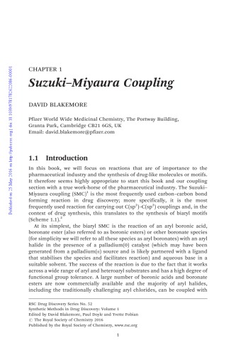 Synthetic Methods In Drug Discovery Volume 1 Blakemore David Doyle