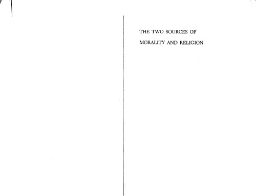 The Two Sources Of Morality And Religion Bergson Henri