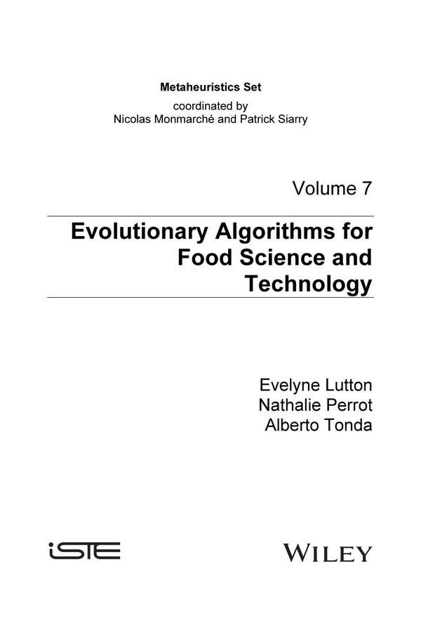 Evolutionary Algorithms For Food Science And Technology Evelyne Lutton