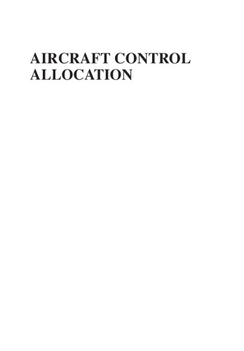 Aircraft Control Allocation Beck Roger Bordignon Kenneth A Durham