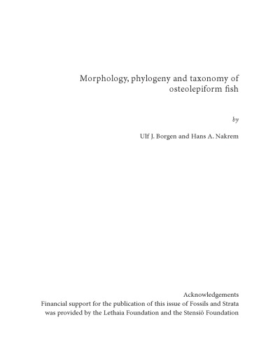 Morphology Phylogeny And Taxonomy Of Osteolepiform Fish Ulf J Borgen