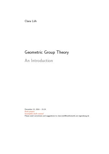 Geometric Group Theory An Introduction 1 Draft December 15 2016 Clara Löh