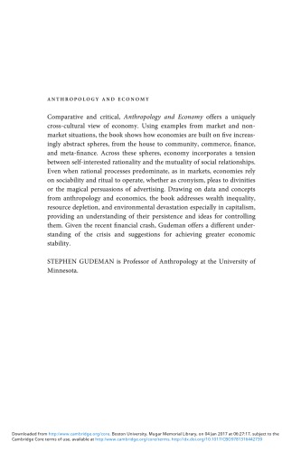 Anthropology And Economy Stephen Gudeman