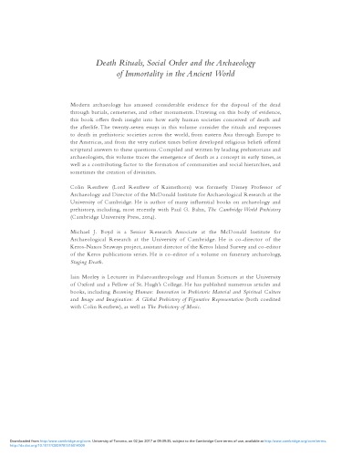 Death Rituals Social Order And The Archaeology Of Immortality In The Ancient World Colin Renfrew