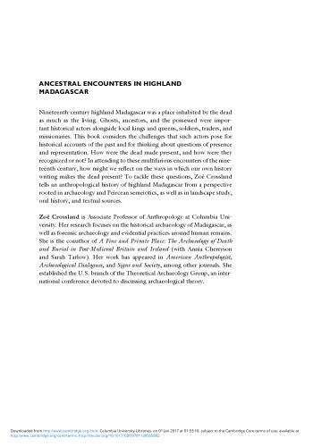 Ancestral Encounters In Highland Madagascar Material Signs And Traces Of The Dead Zoe Crossland