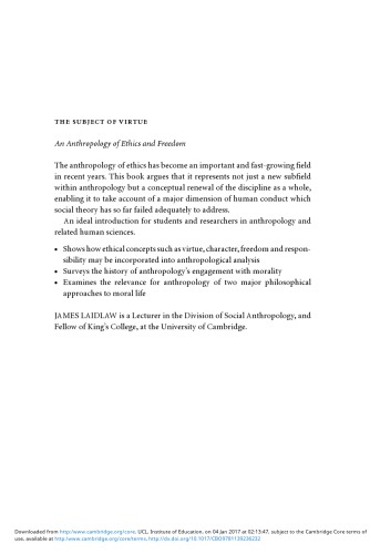 The Subject Of Virtue An Anthropology Of Ethics And Freedom James Laidlaw