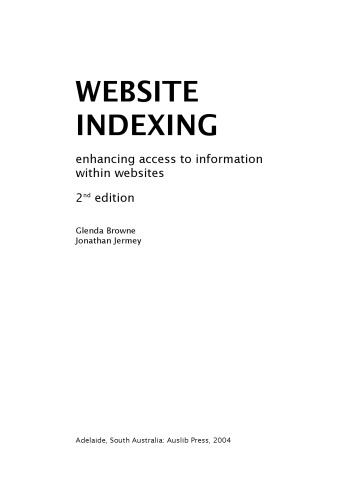 Website Indexing Enhancing Access To Information Within Websites 2nd Browne