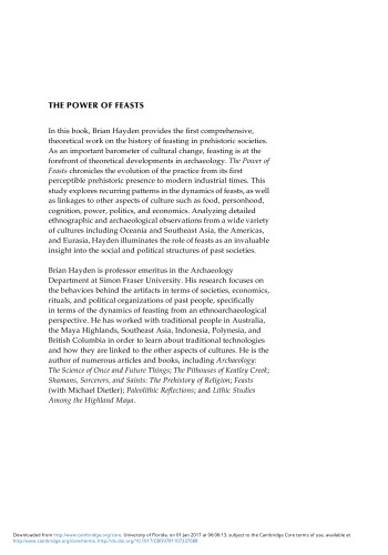 The Power Of Feast From Prehistory To Present Brian Hayden