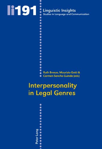 Interpersonality In Legal Genres 1st Edition Ruth Breeze Maurizio Gotti