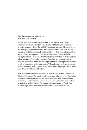 The Cambridge Introduction To French Literature Brian Nelson
