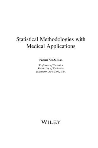 Statistical Methodologies With Medical Applications Poduri Srs Rao