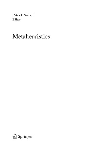Metaheuristics Patrick Siarry Editor