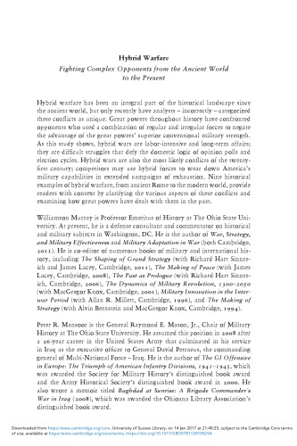 Hybrid Warfare Fighting Complex Opponents From The Ancient World To The Present Williamson Murray