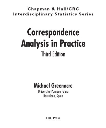 Correspondence Analysis In Practice Michael Greenacre