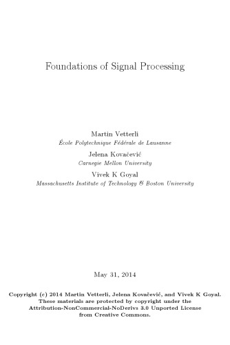 Foundations Of Signal Processing Free Version Martin Vetterli