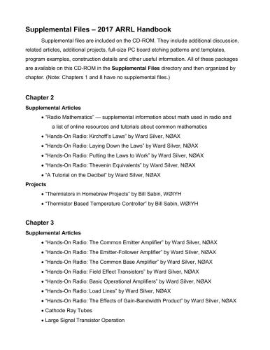The Arrl Handbook For Radio Communications 2017 Supplemental Files 94th H Ward Silver